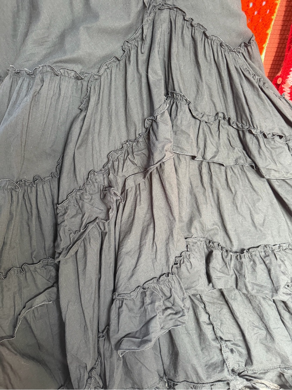 Women's Black Ruffled Maxi Dress - Lightweight Summer Slip Dress - Picture 3 of 7
